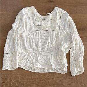 Anthropologie white Lace Blouse Feather Bone collection